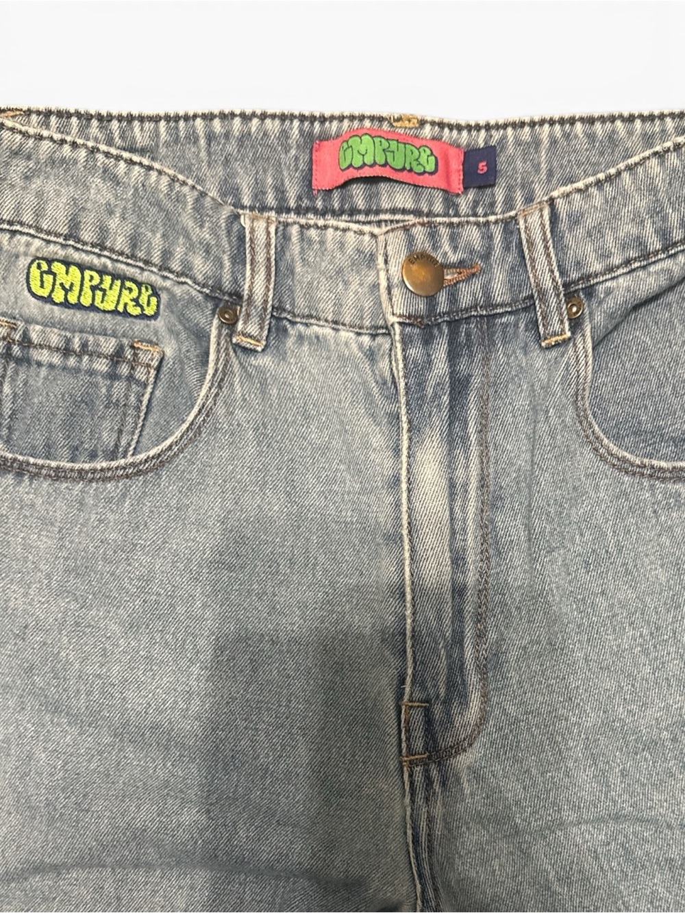 Empyre Y2K Vintage Light Gray High-Waist Straight Leg Baggy Jeans Skater Jeans - Picture 3 of 5